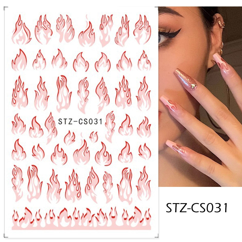 3D Black Snake Leaf Stickers for Nails Geometry Animal Simple Design Manicure Inspired Nail Decals Sliders DIY Decor GLSTZ-CS059