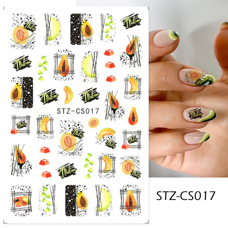 3D Black Snake Leaf Stickers for Nails Geometry Animal Simple Design Manicure Inspired Nail Decals Sliders DIY Decor GLSTZ-CS059