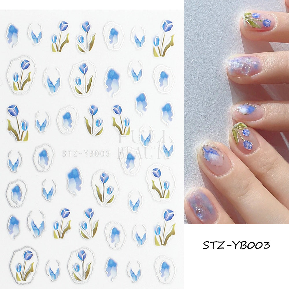 3D Black Snake Leaf Stickers for Nails Geometry Animal Simple Design Manicure Inspired Nail Decals Sliders DIY Decor GLSTZ-CS059