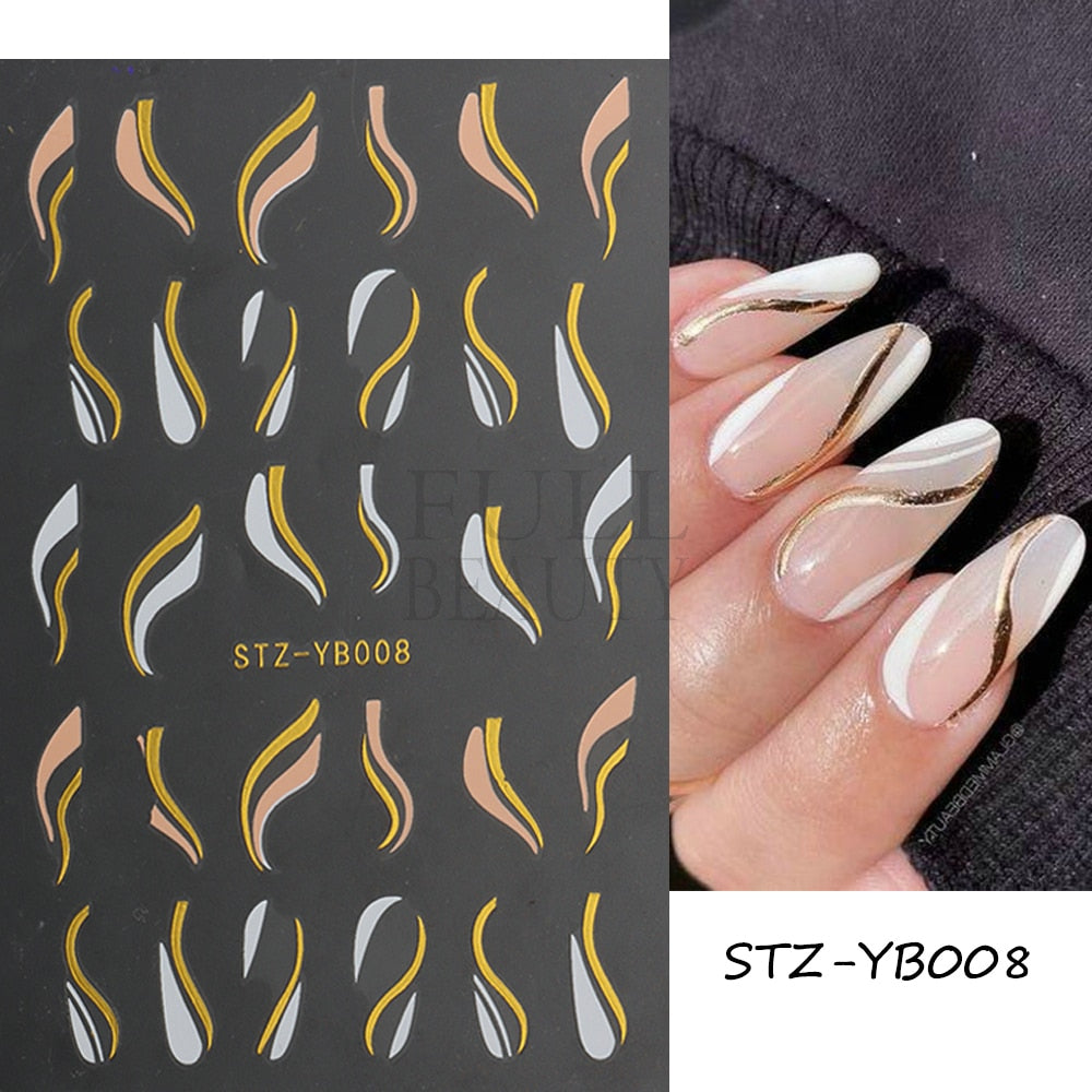 3D Black Snake Leaf Stickers for Nails Geometry Animal Simple Design Manicure Inspired Nail Decals Sliders DIY Decor GLSTZ-CS059