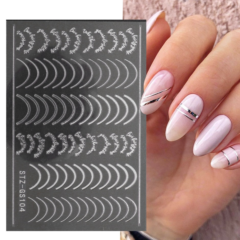 3D Black Snake Leaf Stickers for Nails Geometry Animal Simple Design Manicure Inspired Nail Decals Sliders DIY Decor GLSTZ-CS059