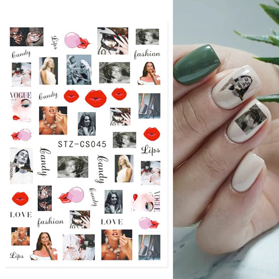 3D Black Snake Leaf Stickers for Nails Geometry Animal Simple Design Manicure Inspired Nail Decals Sliders DIY Decor GLSTZ-CS059