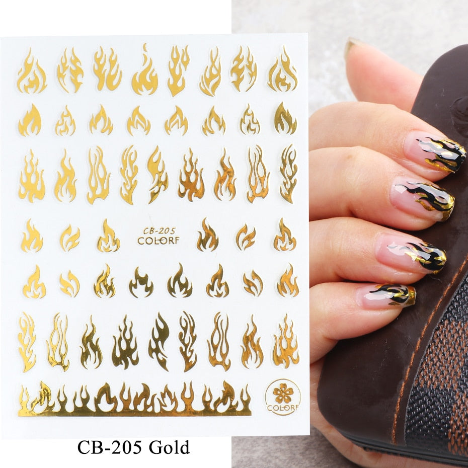 3D Black Snake Leaf Stickers for Nails Geometry Animal Simple Design Manicure Inspired Nail Decals Sliders DIY Decor GLSTZ-CS059