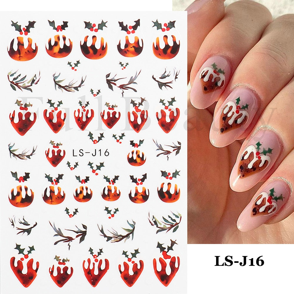 3D Black Snake Leaf Stickers for Nails Geometry Animal Simple Design Manicure Inspired Nail Decals Sliders DIY Decor GLSTZ-CS059