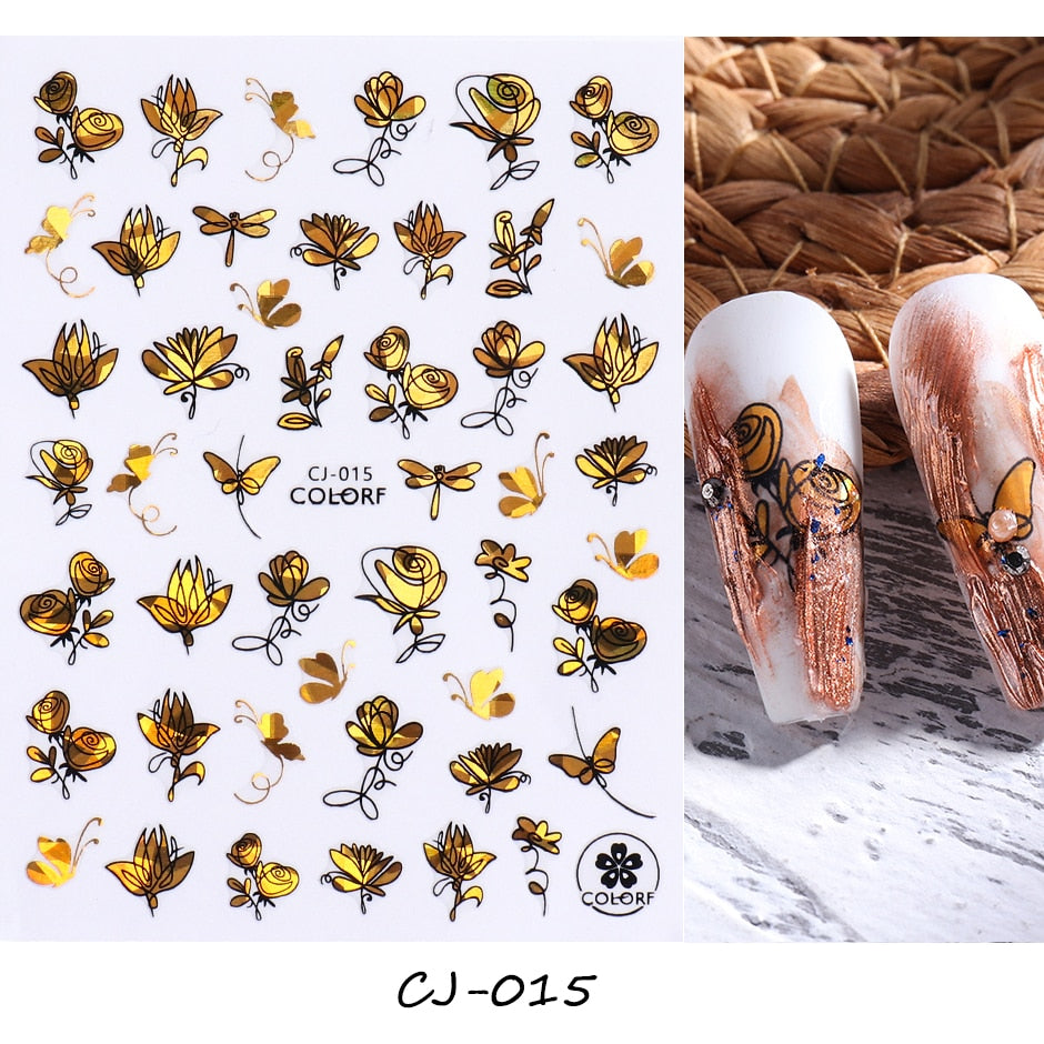 3D Black Snake Leaf Stickers for Nails Geometry Animal Simple Design Manicure Inspired Nail Decals Sliders DIY Decor GLSTZ-CS059