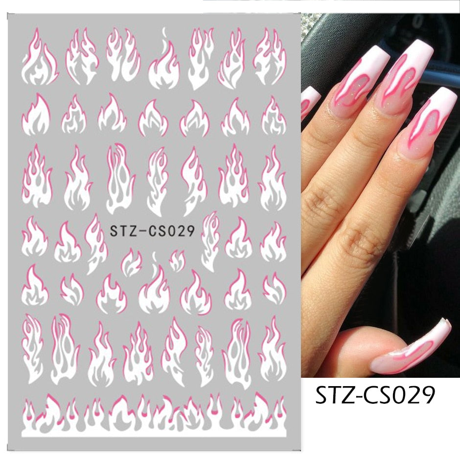 3D Black Snake Leaf Stickers for Nails Geometry Animal Simple Design Manicure Inspired Nail Decals Sliders DIY Decor GLSTZ-CS059