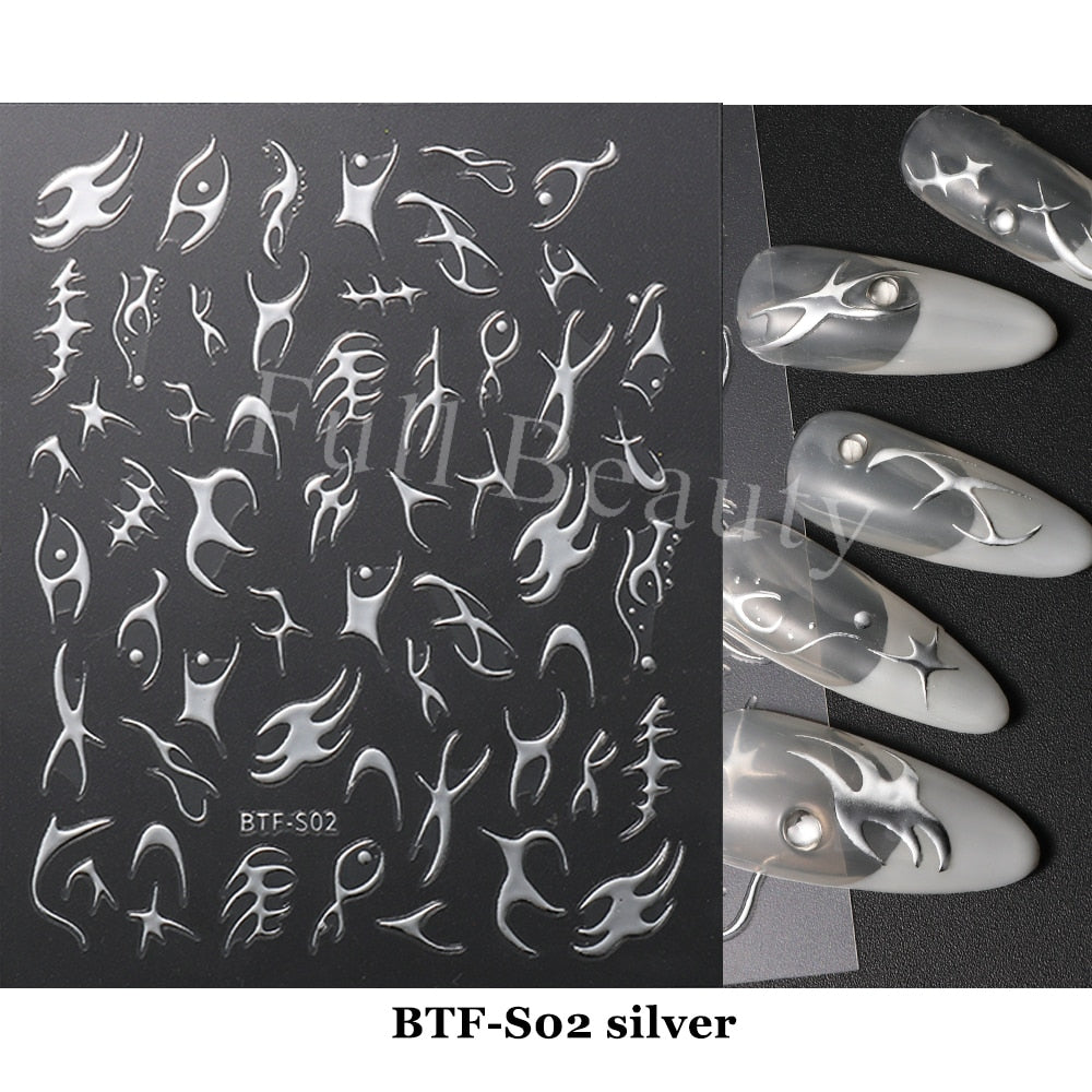 3D Black Snake Leaf Stickers for Nails Geometry Animal Simple Design Manicure Inspired Nail Decals Sliders DIY Decor GLSTZ-CS059